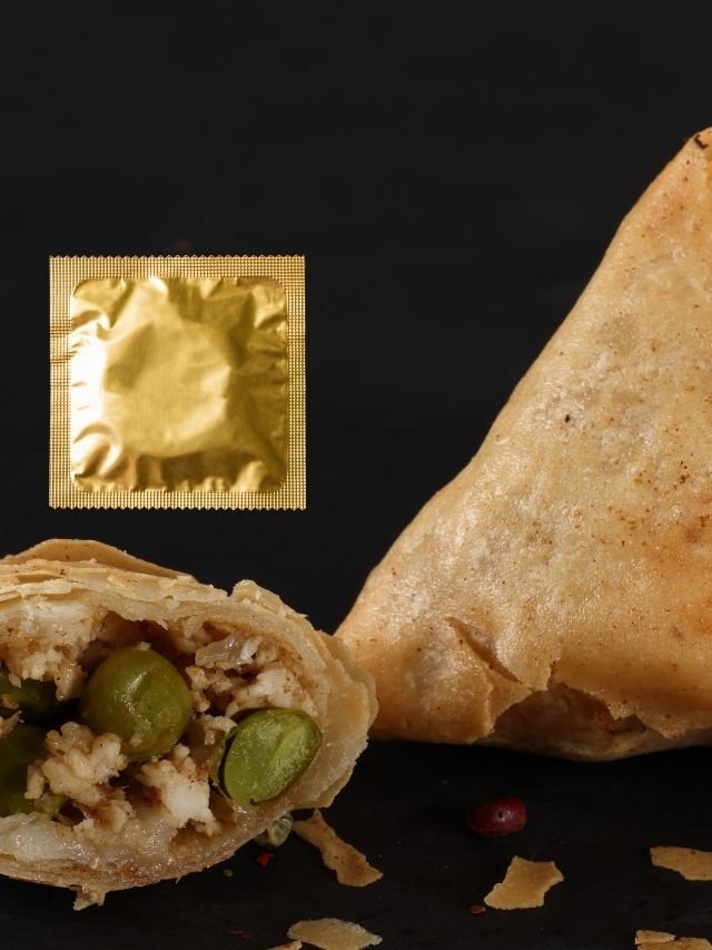 condom, paan masala in somosa